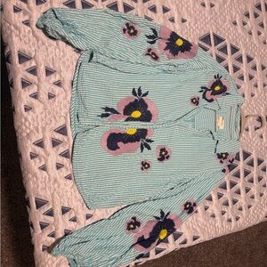 Maeve Striped Floral Embroidered Blouse